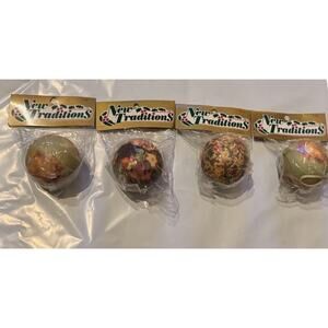 Vintage 1991 Michaels New Traditions Decoupage Christmas Ornaments Lot of 4 NOS